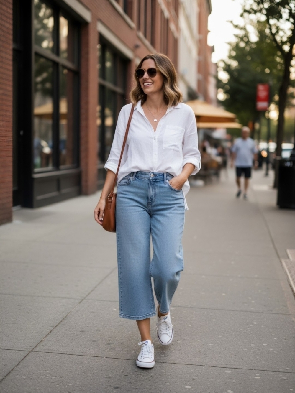 D&co Cropped Wide-Leg Jeans in Light Blue